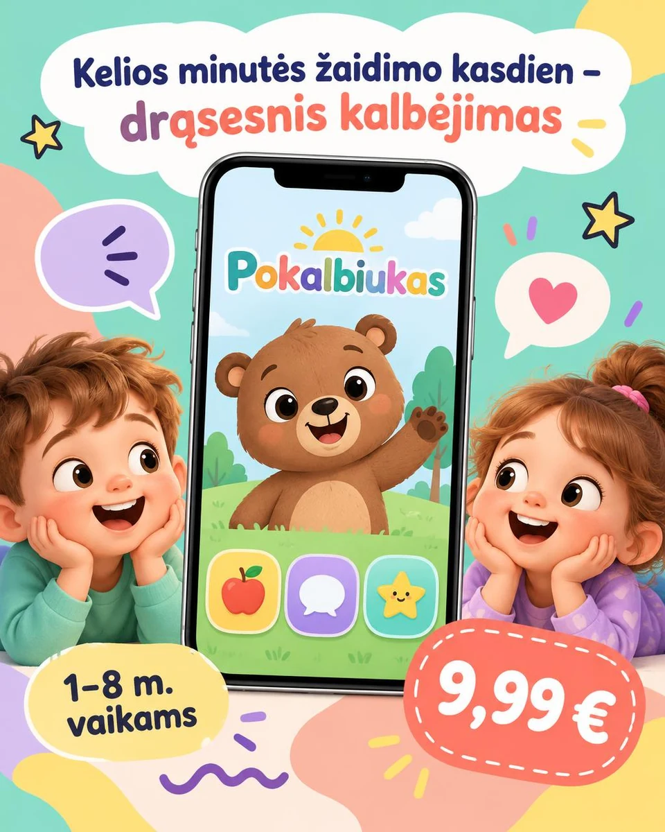 Reklama: Kelios minutės žaidimo kasdien – drąsesnis kalbėjimas, 9,99 €